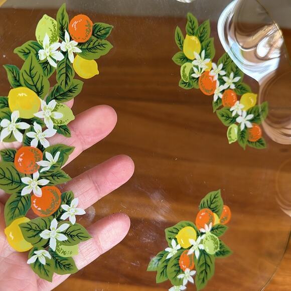 Vintage MCM lemon lime and orange citrus print plate gold edge - Picture 5 of 5